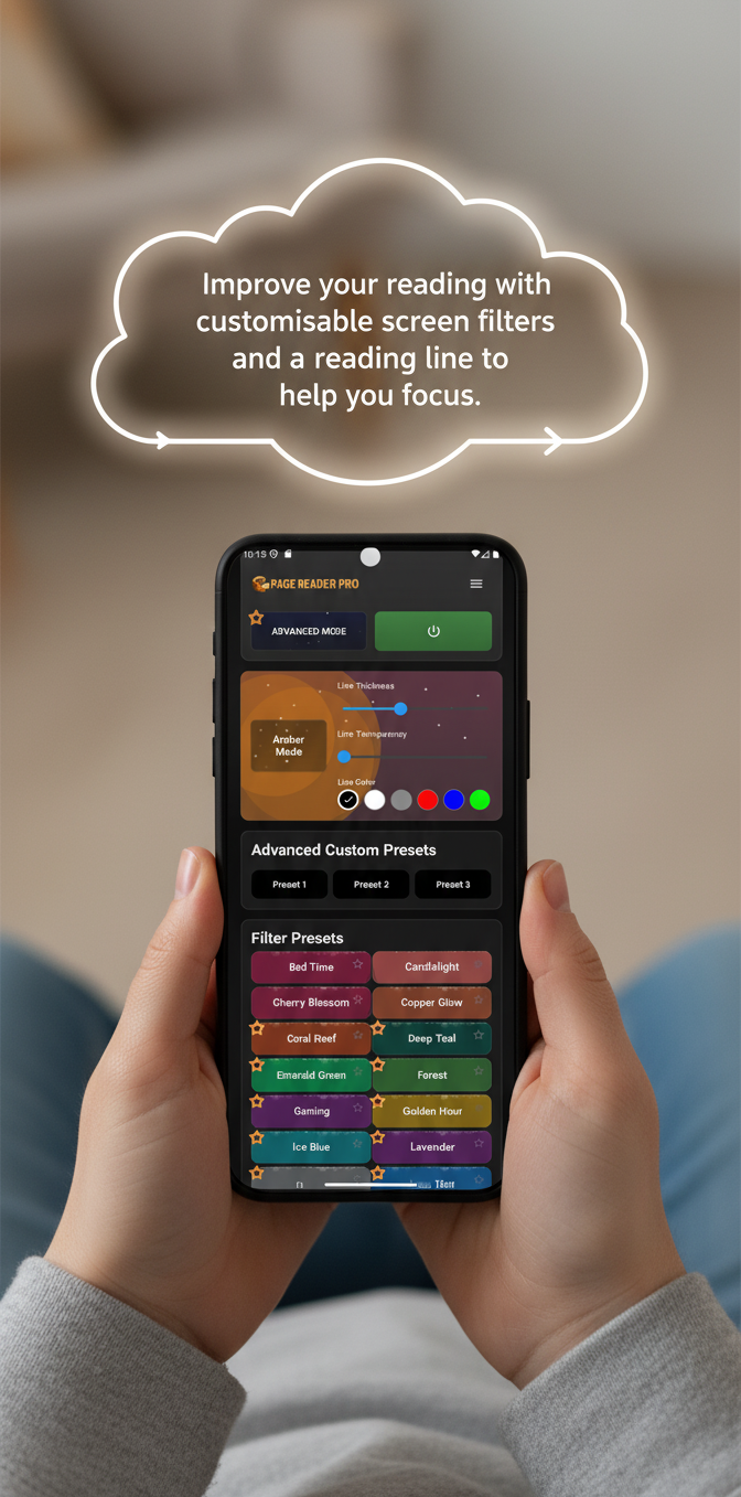 Page Reader Pro - Improve your reading with customizable screen filters and reading line